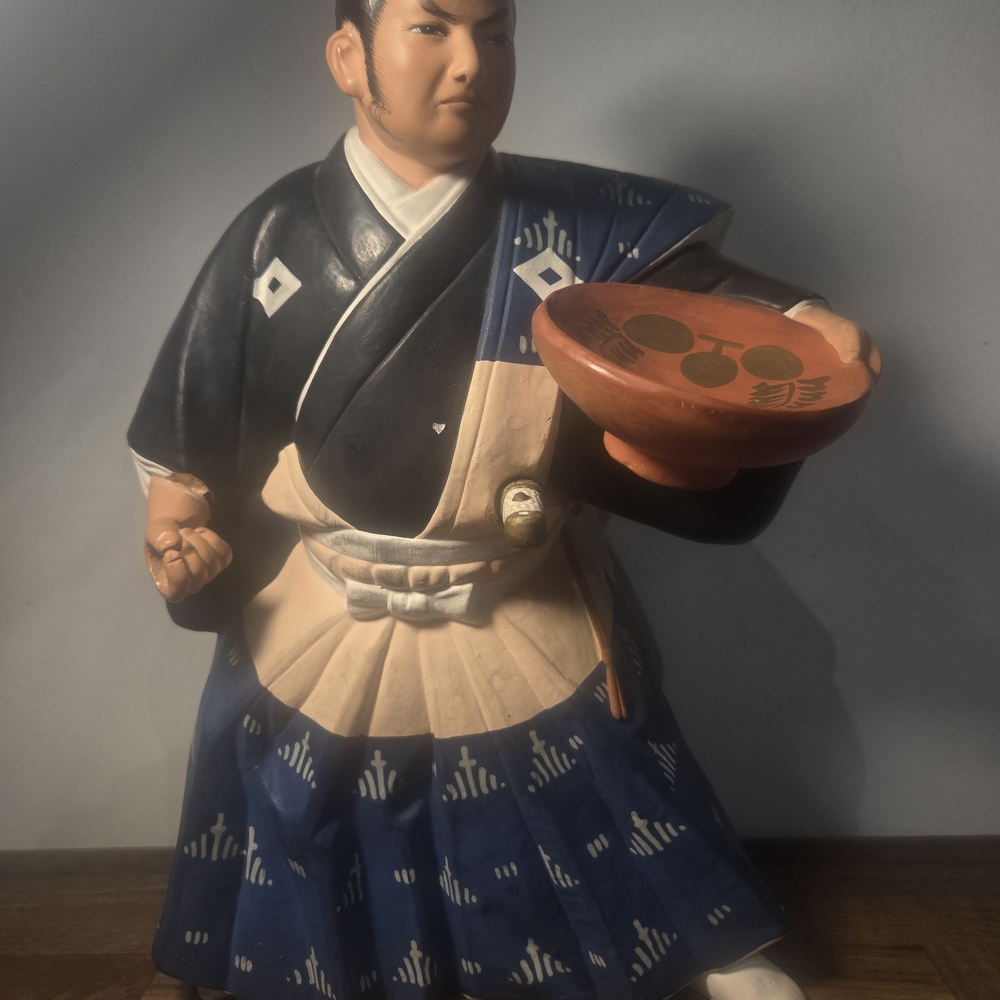 Japanese Vintage Hakata Doll Association Clay Samurai Figurine RARE!!